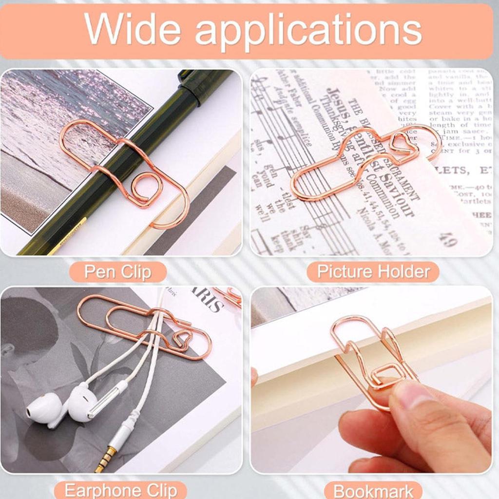 Metal Paper Clips 8Pcs Multi-functional Metal Paper Clips for Bookmark Photo Flipchart Memo Ticket Holder Stationery Supplies