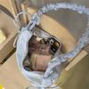 Borsa a mano da donna con fiocco e pieghe, borsa da spalla