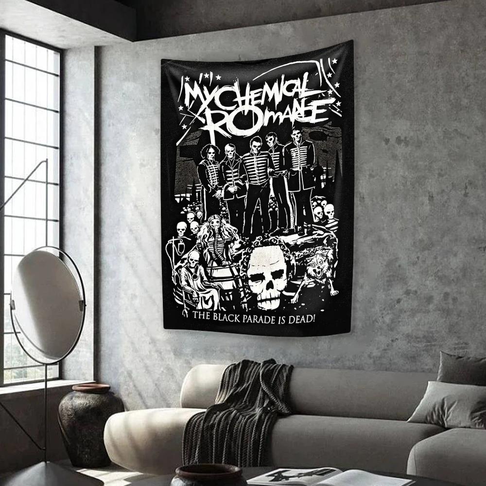 

Панк Музыка Группа Гобелен My Chemical Romances Украшение для дома Спальня Общежитие Настенный Декор Фоновая ткань Концертный Декор 74x94cm(29x37in)