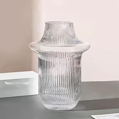 Glass Vase Flower Pot Flower Arrangement Desktop Ornaments DIY Stripe Home Art Decorations