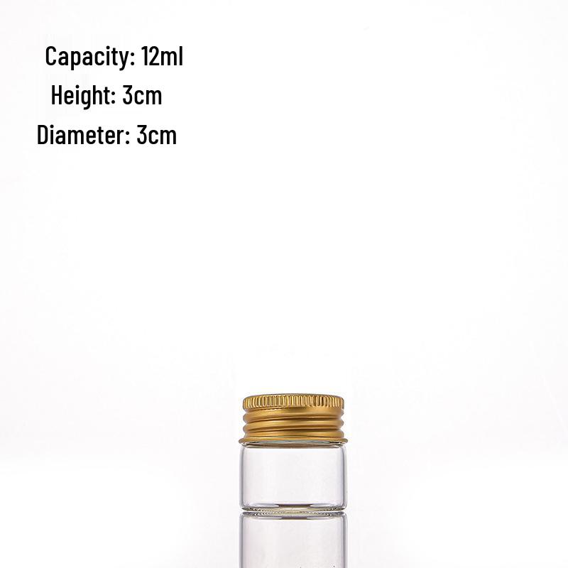 Gold Aluminum Cap 30mm Screw High Transparency Glass Bottle for Reagent, Medicine, Powder, or Agarwood Display