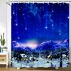 Night Starry Sky Aurora Landscape Fabric Shower Curtain Waterproof Polyester Bathroom Curtains Home Decorate Curtains with Hooks