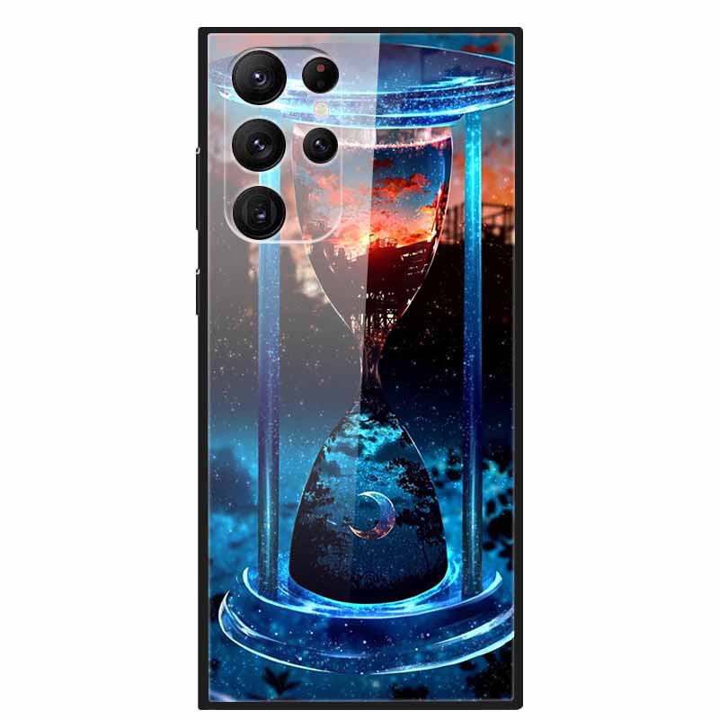 Gehärtetes Glas Cover Für Samsung S23 Ultra 5G Hülle S 23 Luxus Hartes Funda für Samsung Galaxy S23 Plus Ultra 5G Bemaltes Coque S23