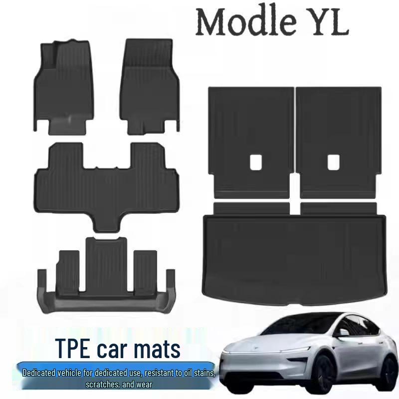 Tesla YL Carbon Fiber Texture TPE Floor & Trunk Mats - Modified Car Accessories