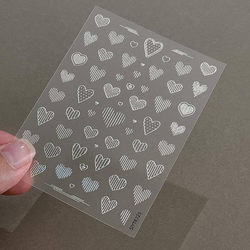 5D Embossed Line Heart Decal Nail Art Stickers Reliefs Self Adhesive Nail Art Manicure Decals For Women Manicure Supplies