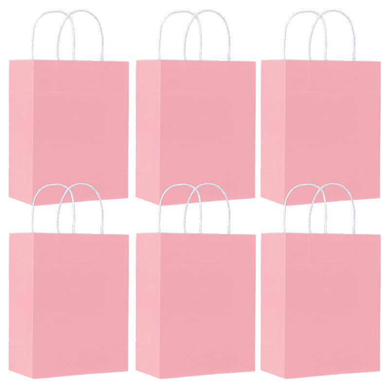 Colorful Paper Bag with Handle Pink Rosered Available Gift Packaging for Birthday Wedding Festival Party Storage Goodie Bags ZYF