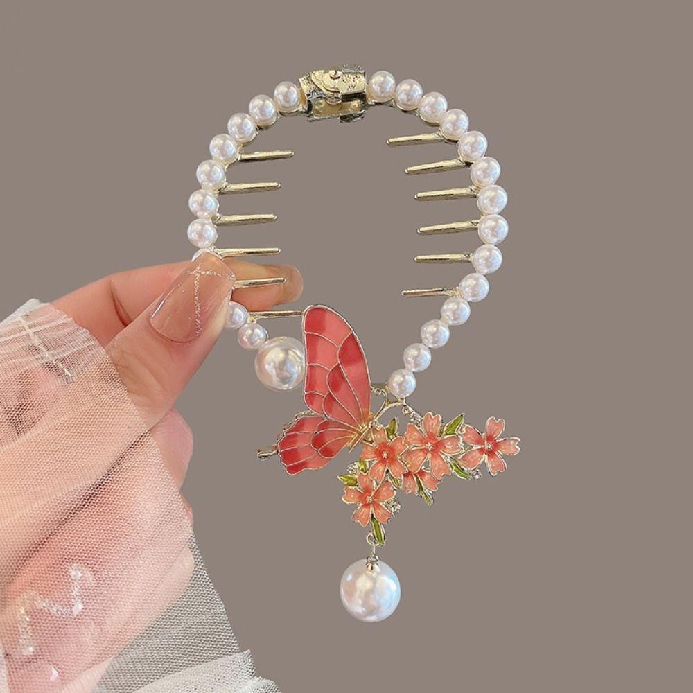 Hair Bun Fixed Clip Korean Style Ponytail Buckle Flower Women Hair Claw Butterfly Pearl Hair Clip