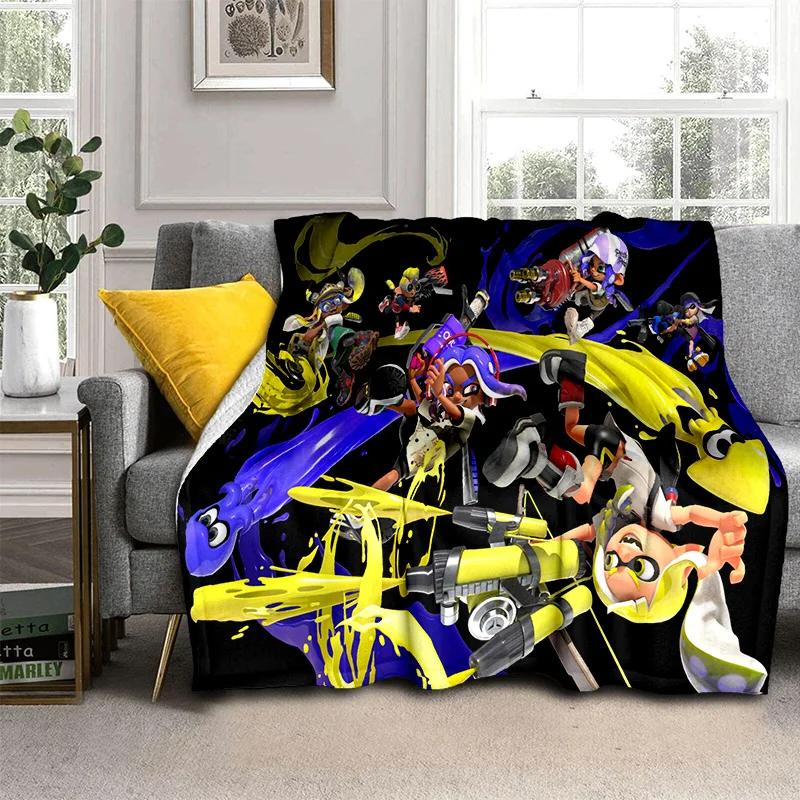 Cartoon PC Gamer 3D Games Splatoon Blanket,Soft Throw Blanket for Home Bedroom Bed Sofa Picnic Travel Office Cover Blanket Kids