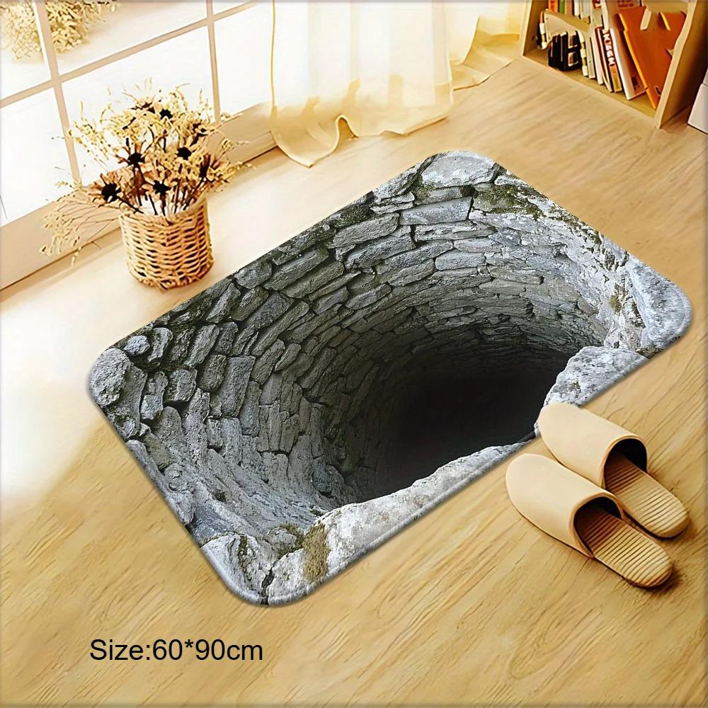3D Visual Polyester Cloth Floor Mat for Household Bathroom Door Absorbent and Non Slip Foot Mat Easy To Maintain