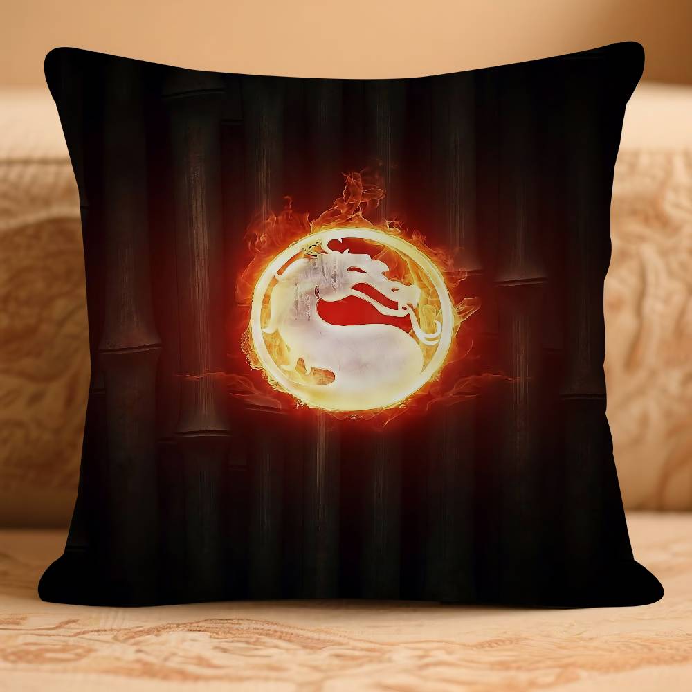 M-Mortal K-KombatS LOGO Pillow Case Removable Washable Cushion Cover – All-Season Soft Linen