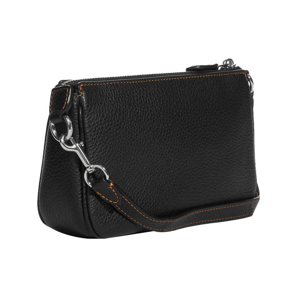 Coach Nolita 19 Solid Color Dog Print Top Zip Closure Leather Wristlet Handheld Shoulder Bag Small Women Handbags Black CC914-SVA47