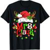 Mr and Mrs Claus Santa Reindeer Couples Christmas Lights T-Shirt