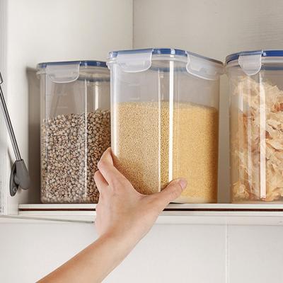 Barattoli di plastica trasparente da 0,8 l/1,4 l/1,6 l/2 l/2,8 l Contenitori per alimenti per dispensa organizzati a bocca larga trasparenti ermetici a prova di umidità