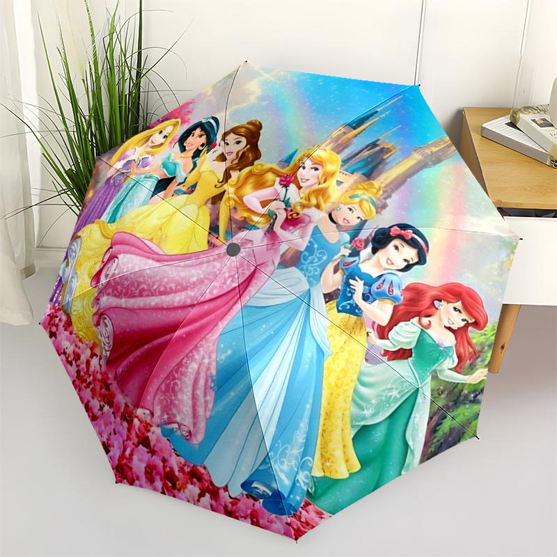 

1pc Disney Princesses Auto Open Close Umbrella, Portable Folding Design with 8 Ribs, Outdoor for Fans, Travelers, Daily Use, Gift for Enthus