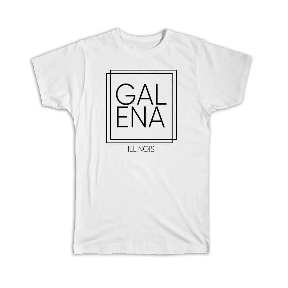 Gift T-Shirt : GALENA Illinois Square Modern Minimalist Font L
