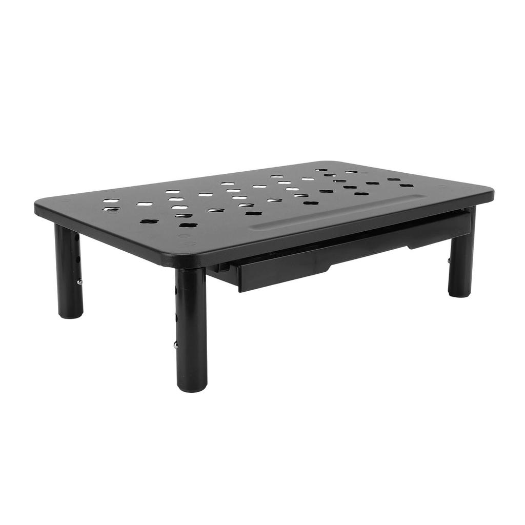 Desktop Computer Riser Stand with Drawer Vented 3 Height Metal Printer Laptop Stand Computer Storage Shelf 20KG Bearing