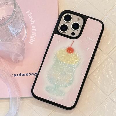 Glazed Sand Suitable for Apple 16promax Mobile Phone Case Iphone15 Glitter Powder Juice Cup 12 Acrylic 13 Korean 14