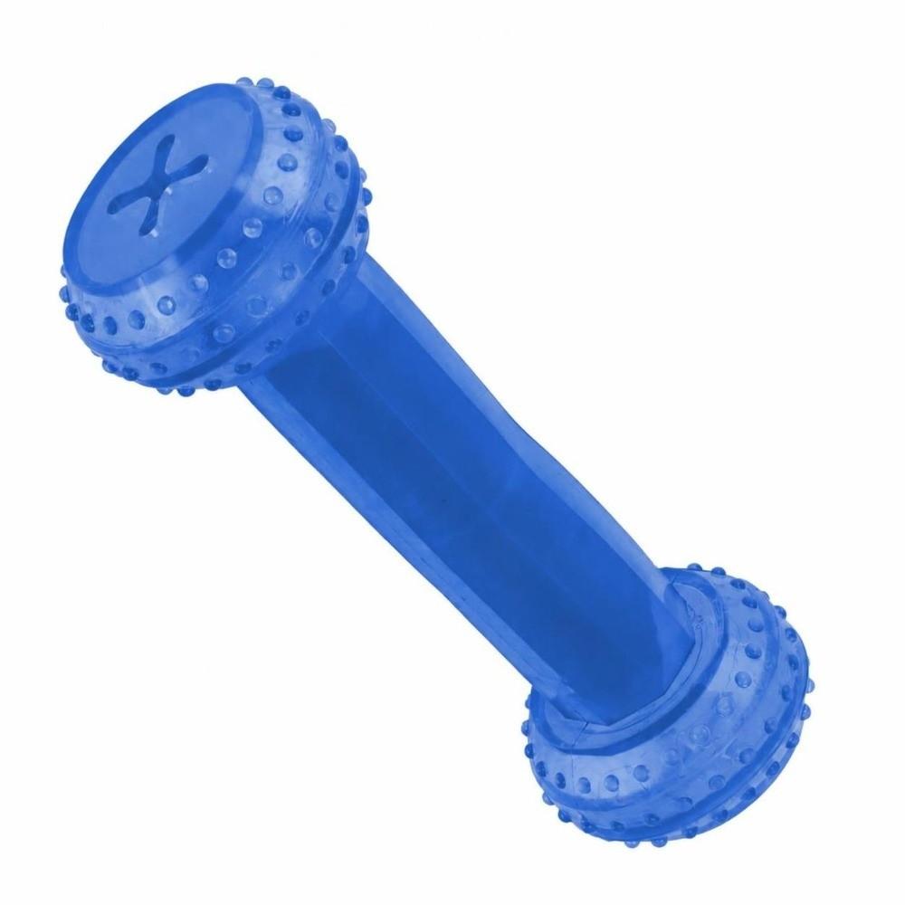 TPR Dog Chew Toy Dumbbell Shape Cooling Dog Toy Bite Tough Dog Teething Toy Teeth Cleaning