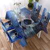 Blue Skull Tablecloth Gothic Tablecloth Black and White Watercolor Decorative Tablecloth Washable Stain Proof Tablecloth