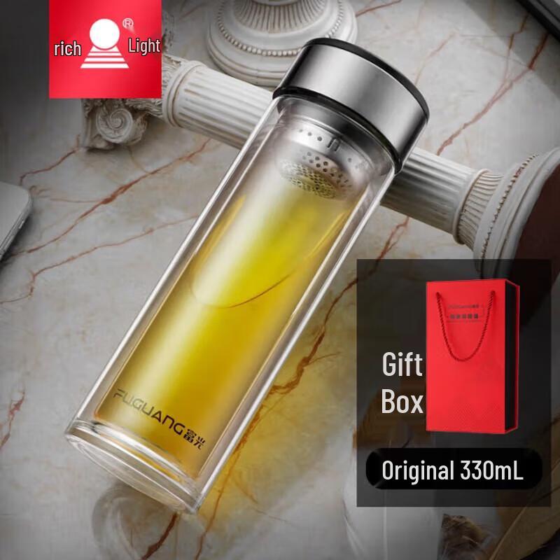FUGUANG Business Double Wall Glass Tea Infuser Bottle