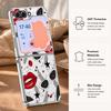 Fashion Kiss Lips Pattern Case For Samsung Galaxy Z FlIP 7 FE 6 5 Plating PC+PU Leather Hybrid Folding Cover For Samsung Z Flip7 Flip6 Flip5