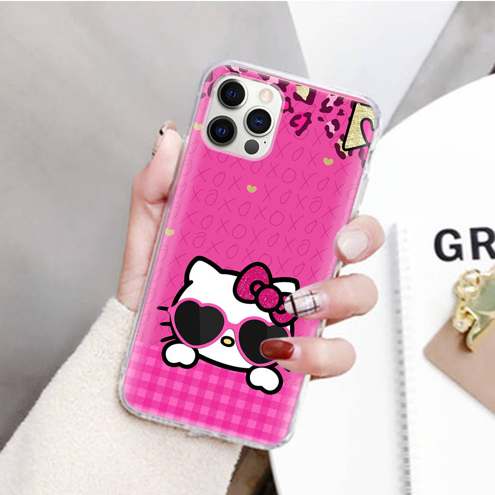 JZ23 Hello Kitty Transparent Case for Samsung A04 A14 A23 M33 M53 Realme 10 9 C35 C55 VIVO Y02 X80 Infinix Hot 30 Note 11 Tecno Spark 8P Pro