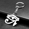 Stainless Steel Egyptian Eyes Key Chain for Women Men Statement Mythology Eye of Ra Horus Symbol Car Key Ring Jewelry