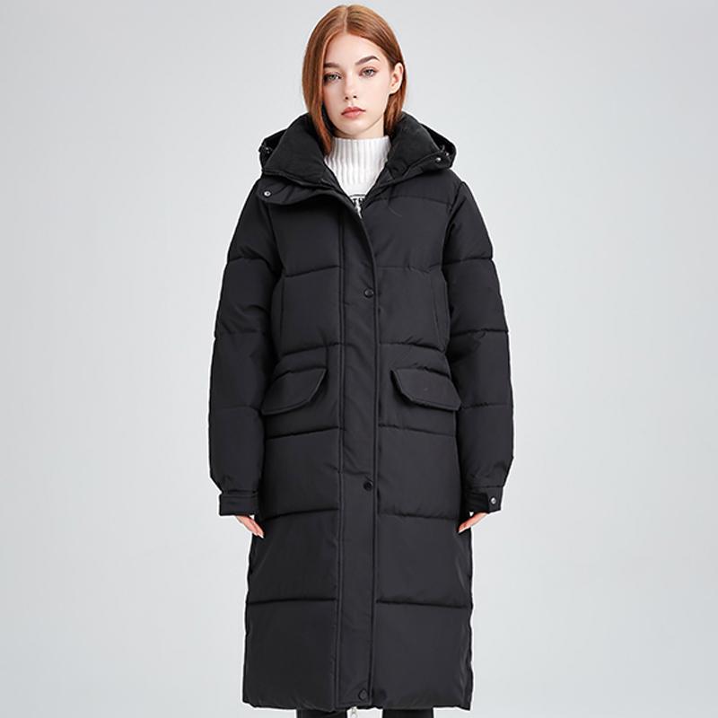 

Модные зимние женские пальто с капюшоном, свободные, толстые, теплые, длинные парки, женские куртки XL чёрный