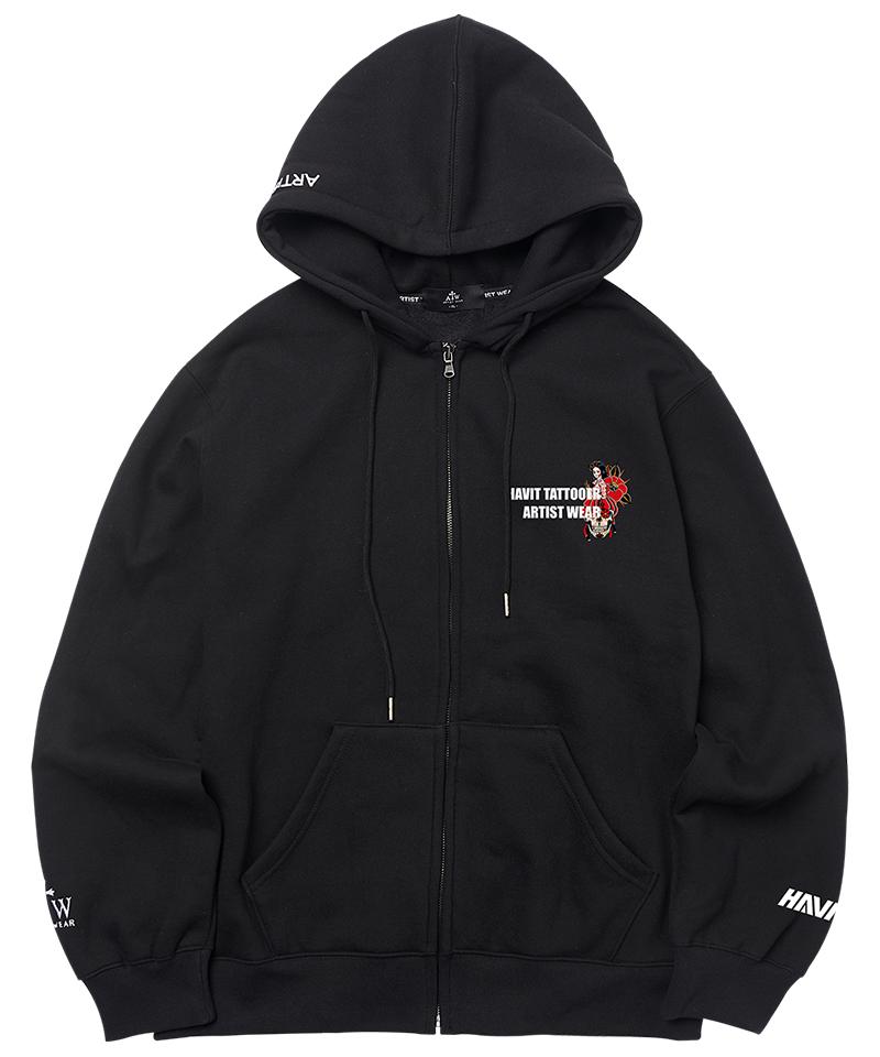 Artistwear [Atw X Havit] Joseon Skull Zip-Up Hoodie_Bk