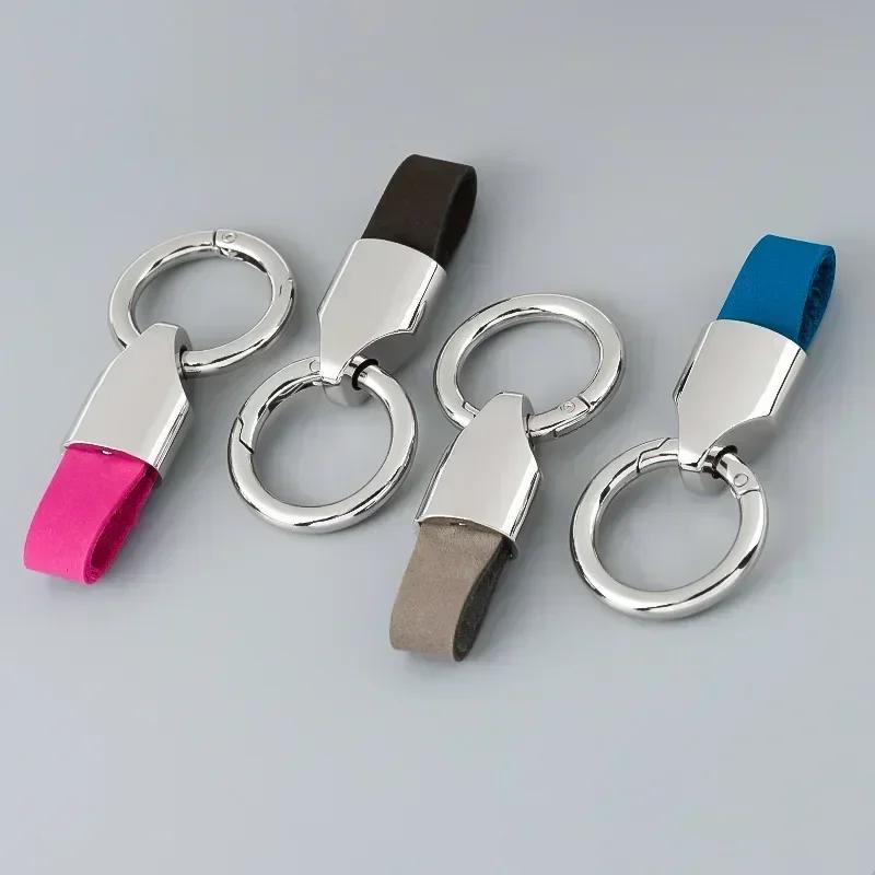 Retro Vintage Personalized Keyring Custom Logo Name Car Key Chain Laser Engrave Nubuck Leather Keychain for Men and Women Gift