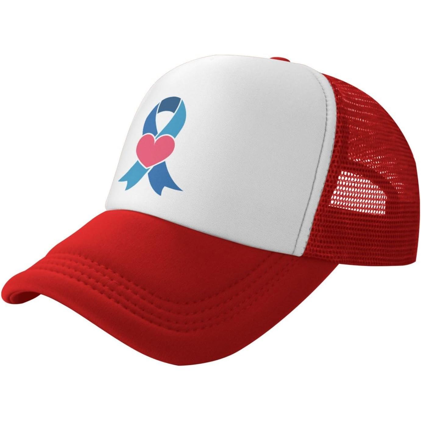 Diabetes Awareness Ribbon Heart Trucker Hat Unisex Mesh Baseball Snapback Cap Outdoor Casual XS(old)