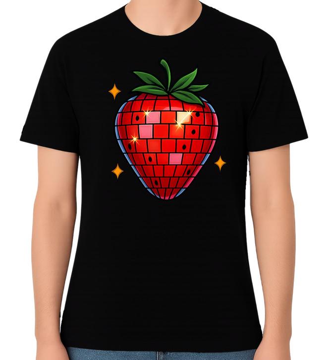 Disco Strawberry Sparkle Fruit Graphic Cute Unisex T-Shirt S