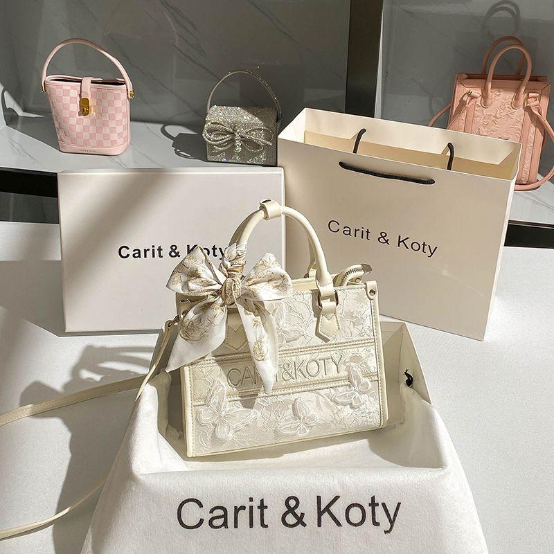 

New Chinese Style Niche Style Bows Work Clothing Handbags White