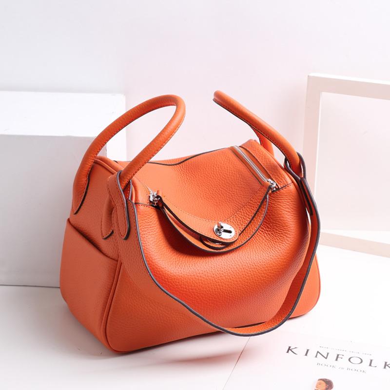 Cross-border Foreign Trade First-layer Cowhide Pillow Bag Fashionable Versatile LD Bag Doctor Bag Large Capacity Underarm Shoulder Bag Women