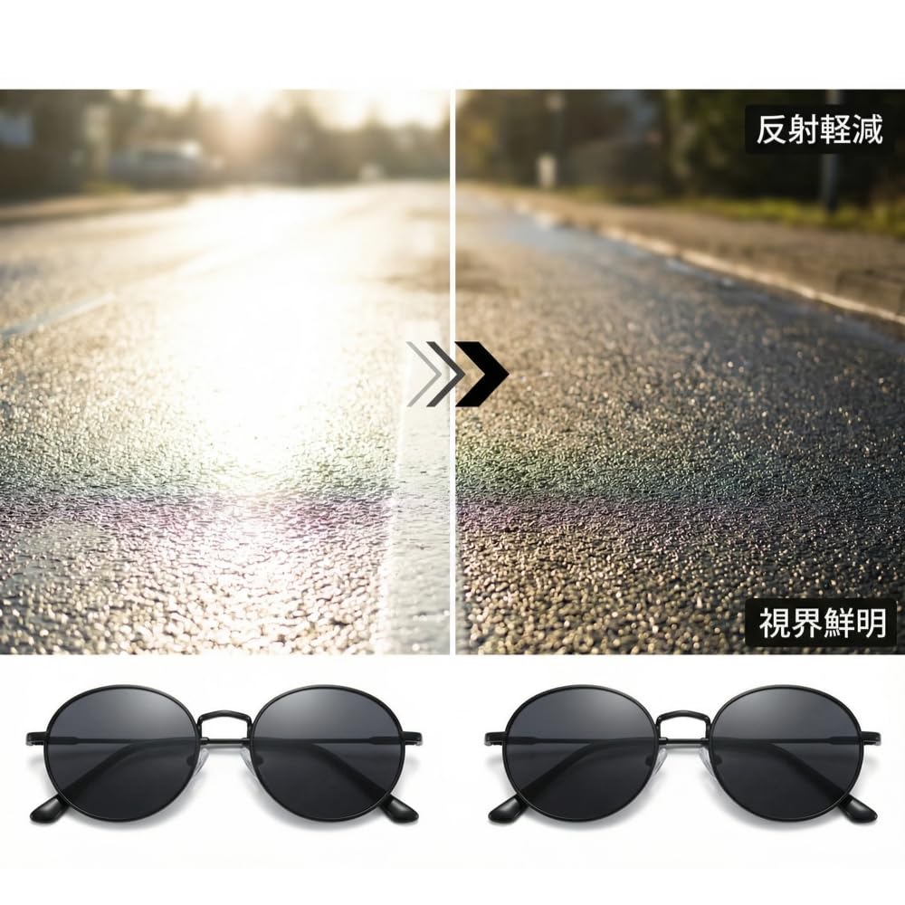 Retro Style Metal Round Polarized Blue Light Reduces Eye UV400 Protection Frame x Black Blue Light Blocking [Nexidust] Sunglasses, Unisex, Lenses,
