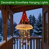 Christmas Hat Shaped Wall Decor Lighted Santa Hanging Chandelier, Warm LED String, Sequined Cone Pendant with Reusable Xmas Entrance Decorations Chime