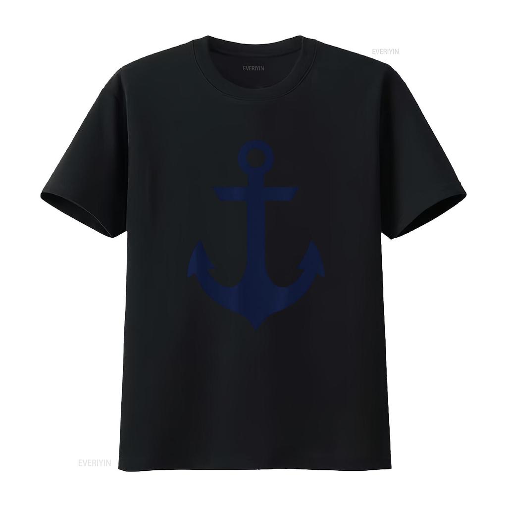 Mens Preppy Nautical Anchor S for Sailors Boaters Yachting T Shirt White Vintage Washed Comfortable Streetwear Stretched