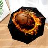 Basketball Crown Fire Sport Umbrella Folding Umbrella, Automatic Umbrella 8-Frame for Travel, Camping Use Gift for Halloween Christmas