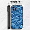 Japanese Ukiyo-e Waves Parinting Phone Case For iPhone17,16,15,14,13,12 Plus,Max Soft Silicone Black Cover
