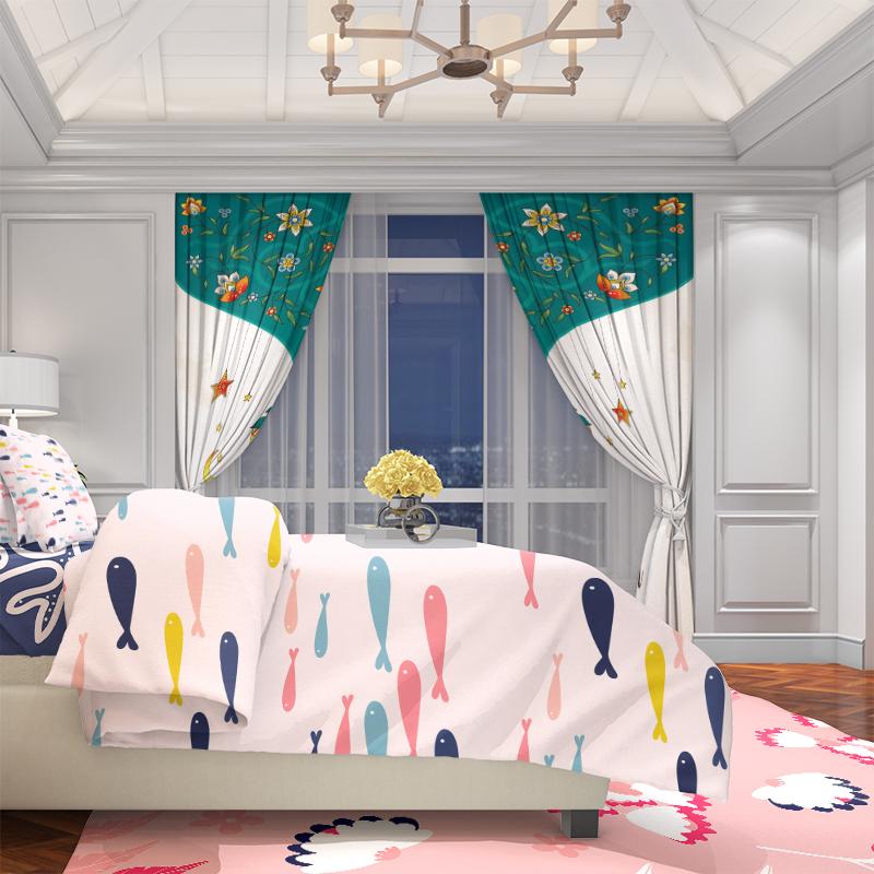 2pcs- Ramadan themed event - Printed curtain - Polyester material - suitable for bedroom, living room, study