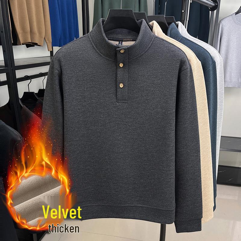 

Men s Three-Button Thickened Velvet Hoodie for Autumn and Winter XL