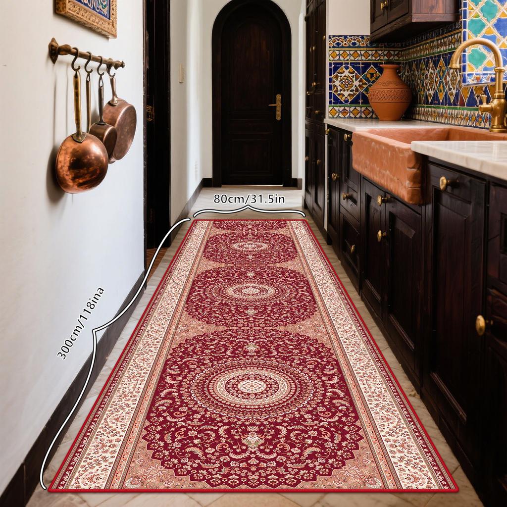 Boho Retro Long Runner Carpets Home Decoration Kitchen Entryway Non-slip Rug Bedroom Living Room Corridor Floor Mat Easy Clean