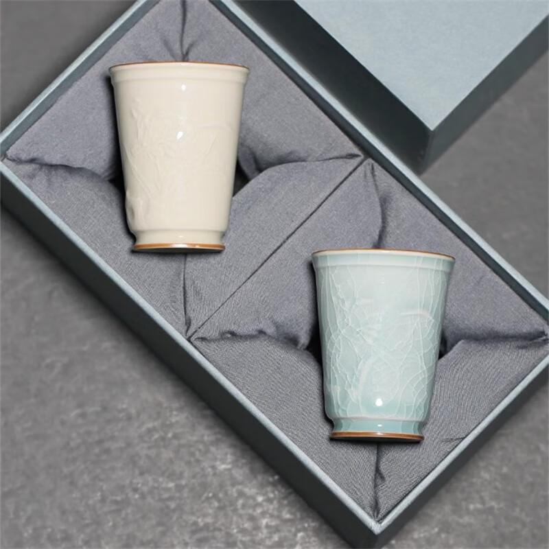 Taozhi Celadon Embossed Orchid Scented Teacup