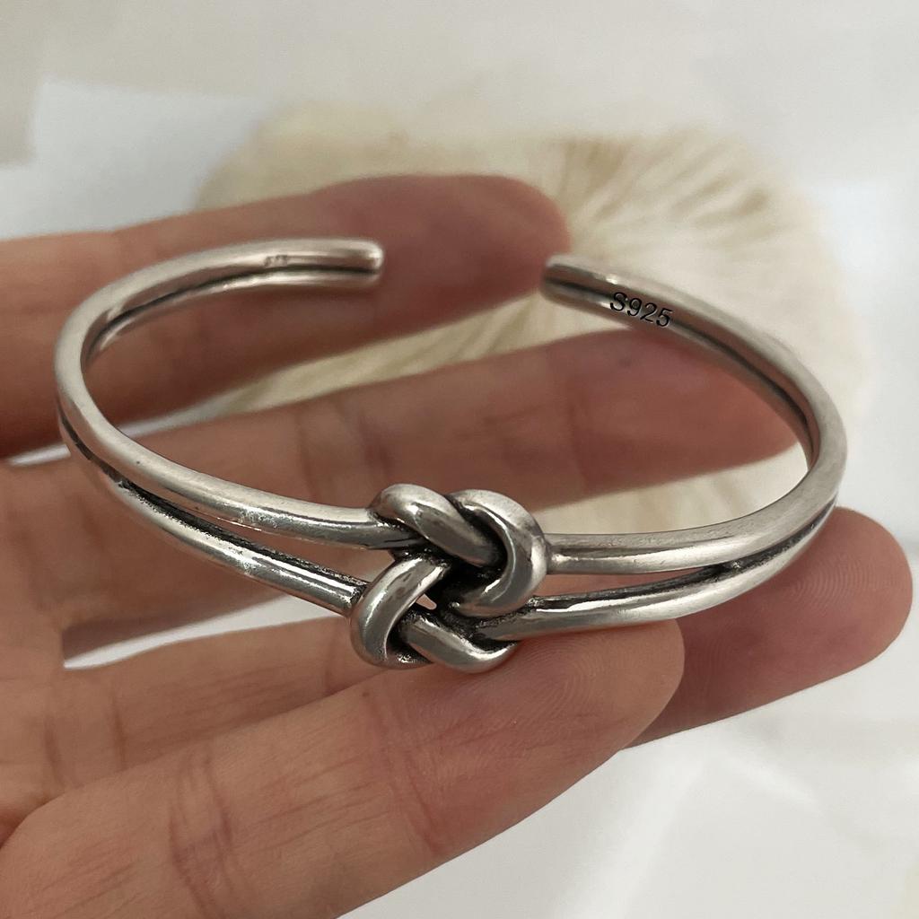 100% Massives 925 Sterling Silber Metallarmband für Damen Herren Vintage Handgefertigt Schlicht Geburtstag Geschenk S-B451