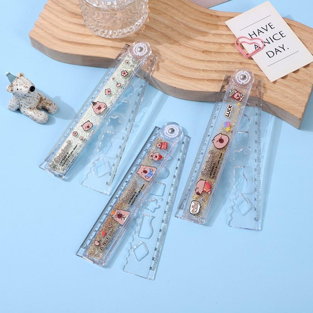 

Drawing Tool Straight Ruler Multifunctional Measuring Ruler Capybara Folding Ruler School Office Random 1PC