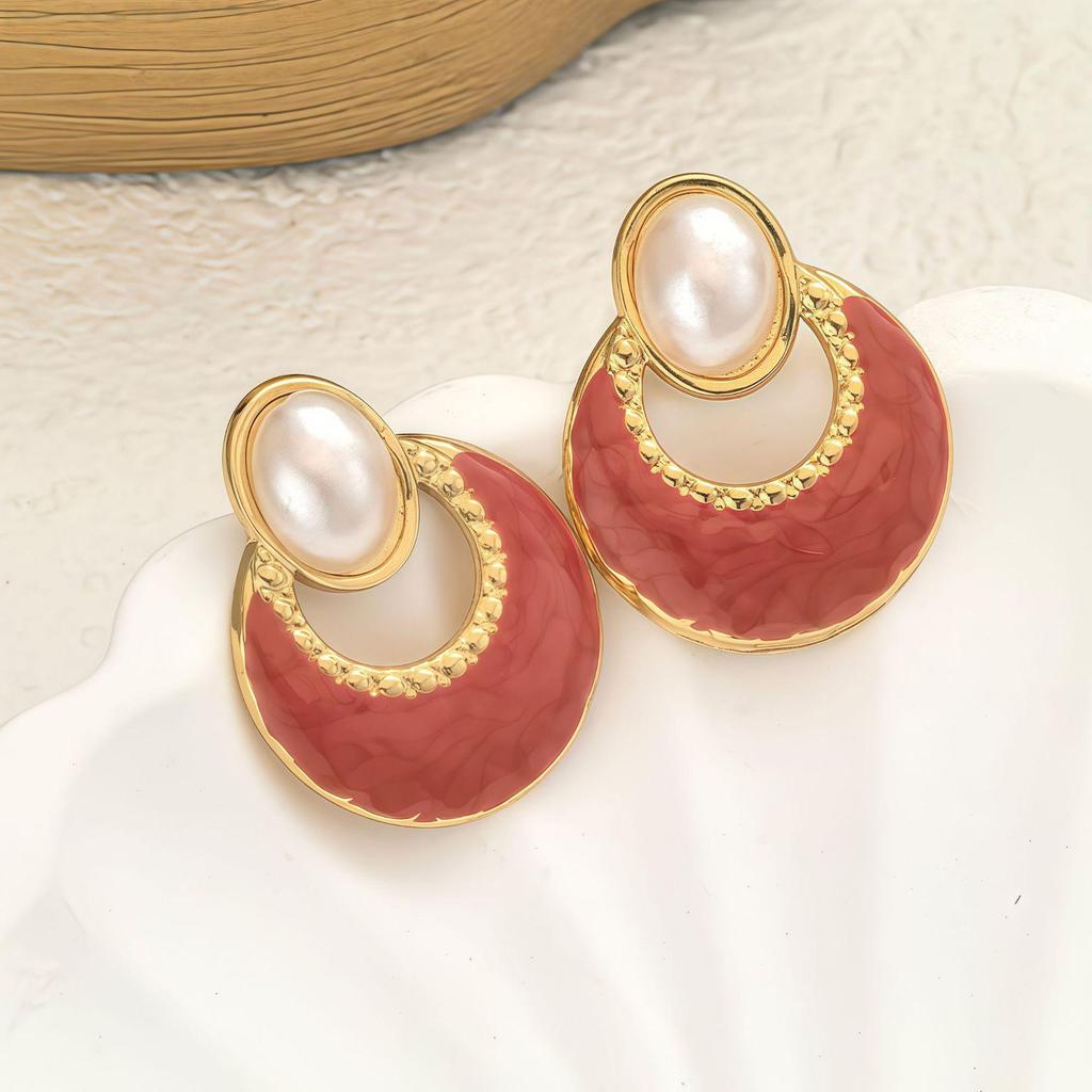 Blue Pearl Enamel Drip Stud Earrings – Elegant and Versatile Daily Wear