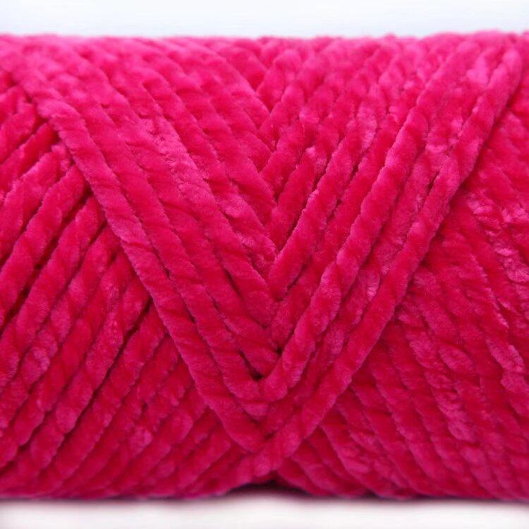 3 Strands Glossy Velvet Hand-Woven Thread Woven Scarf Doll Blanket Chenille Thread Segment Dye 100G Ball