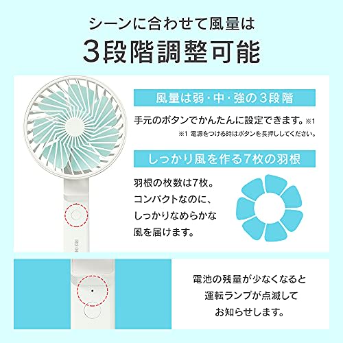 Iris Ohyama Portable Fan Handy Fan Rechargeable JHF-01-Y Lemon