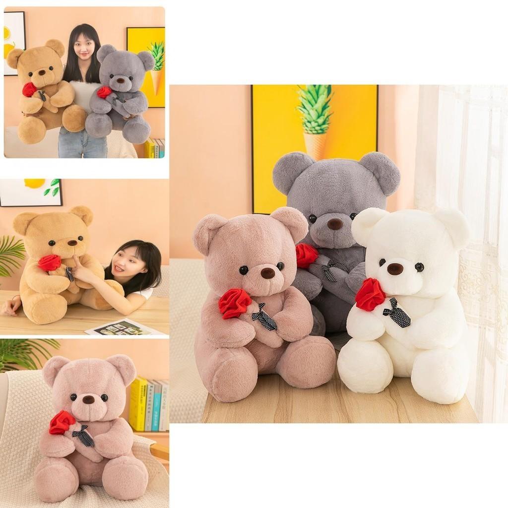 Cute Cartoon Rose Teddy Bear Plush Toy Doll Pillow Wholesale Factory Supplier