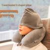 Custom Inflatable Hooded U-shaped Neck Pillow for Travel and Napping.